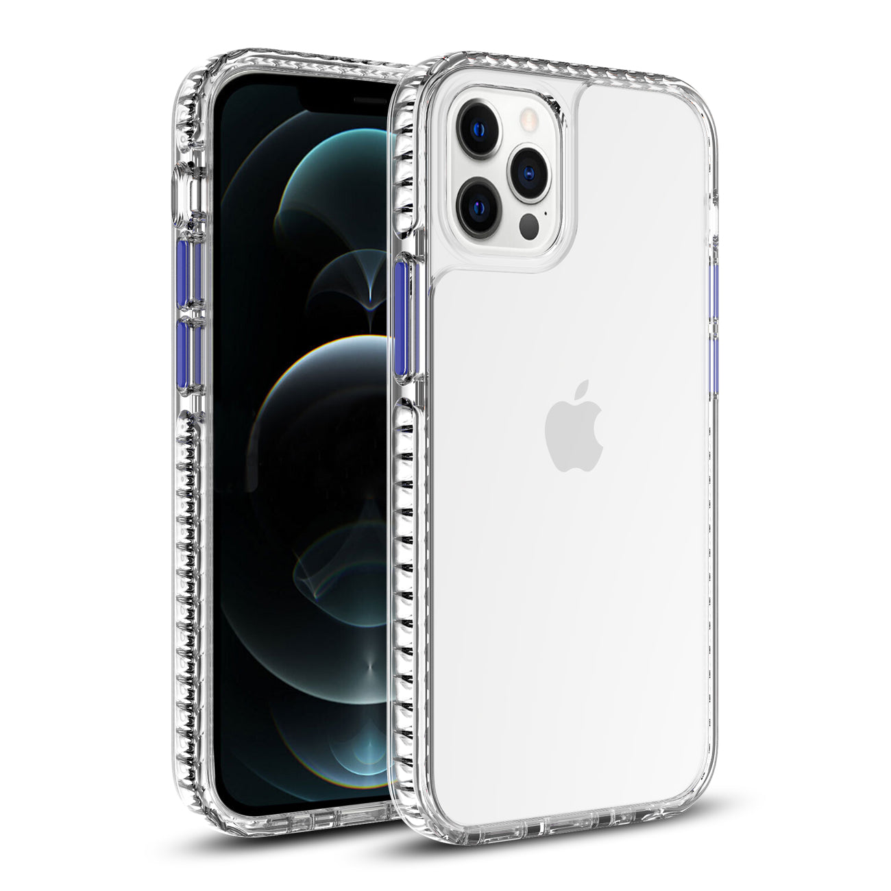 TPU Bumper Shockproof Case With Embedded Coil In BlackAPPLE IPHONE 12/IPHONE 12 PRO In Clear Navy